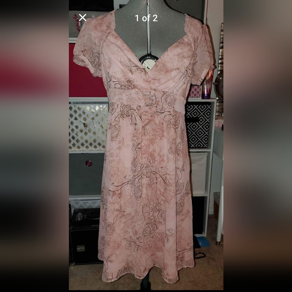 New Apt 9 Dress Pink & Brown Floral Size 8 8-10